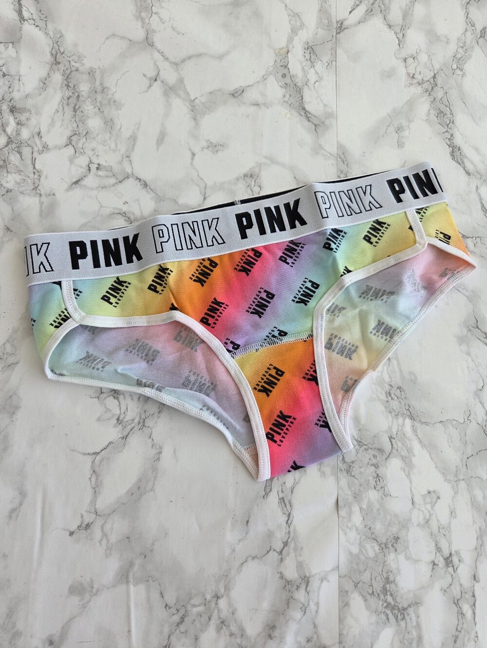 Victoria's Secret PINK Logo Cotton Hiphugger Hipster Panties S NWT